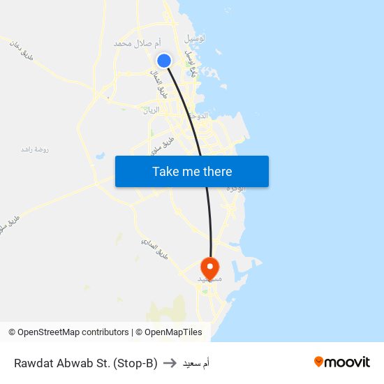 Rawdat Abwab St. (Stop-B) to أم سعيد map