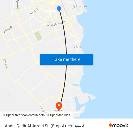 Abdul Qadir Al Jazairi St. (Stop-A) to أم سعيد map