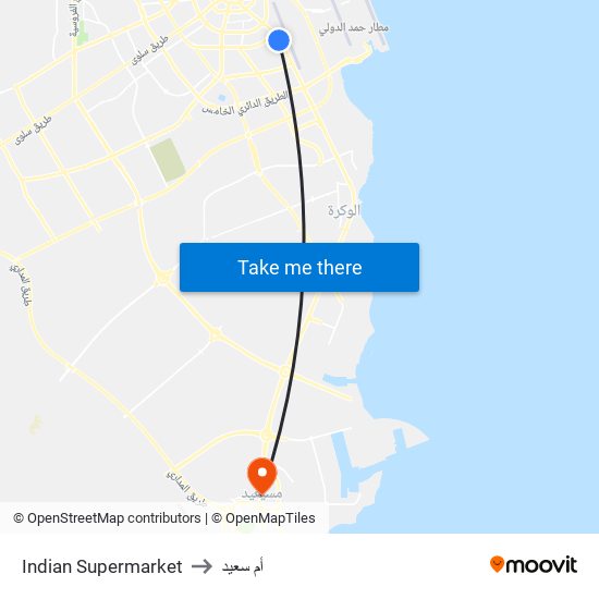 Indian Supermarket to أم سعيد map