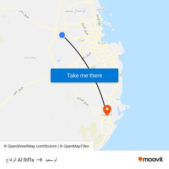 الرفاع Al Riffa to أم سعيد map