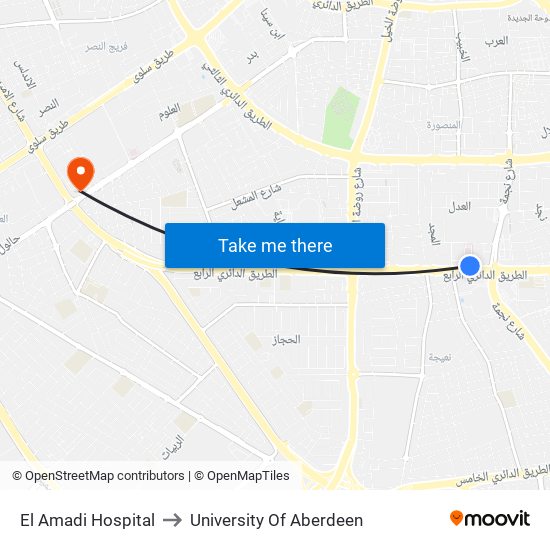 El Amadi Hospital to University Of Aberdeen map