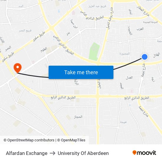 Alfardan Exchange to University Of Aberdeen map