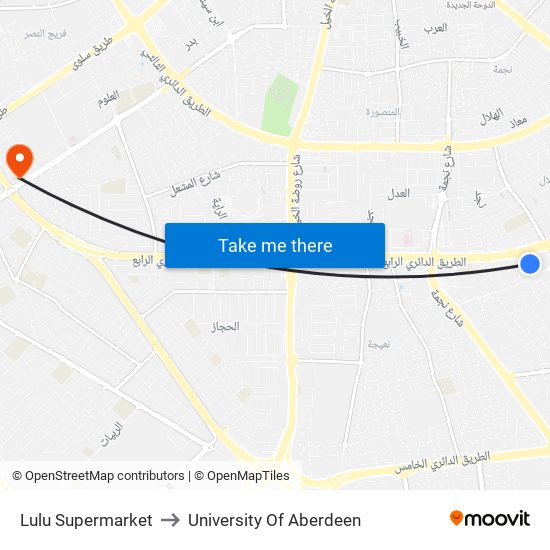 Lulu Supermarket to University Of Aberdeen map