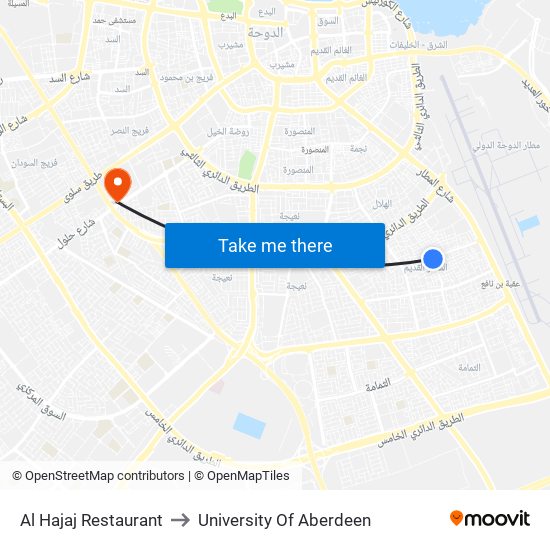 Al Hajaj Restaurant to University Of Aberdeen map