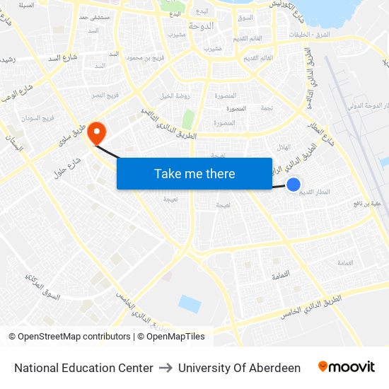 National Education Center to University Of Aberdeen map