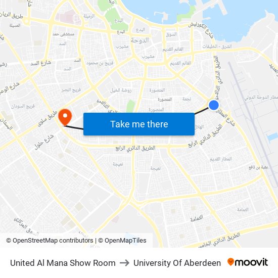 United Al Mana Show Room to University Of Aberdeen map