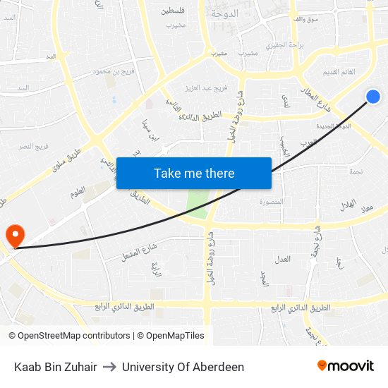 Kaab Bin Zuhair to University Of Aberdeen map