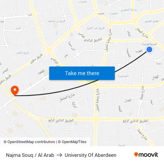Najma Souq / Al Arab to University Of Aberdeen map