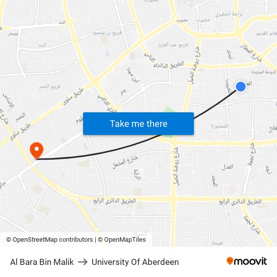 Al Bara Bin Malik to University Of Aberdeen map