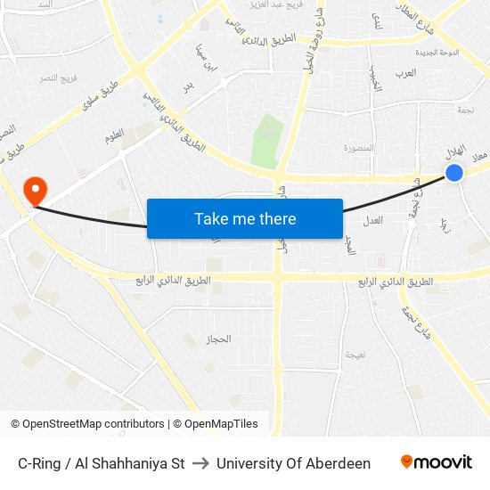 C-Ring / Al Shahhaniya St to University Of Aberdeen map