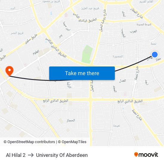 Al Hilal 2 to University Of Aberdeen map