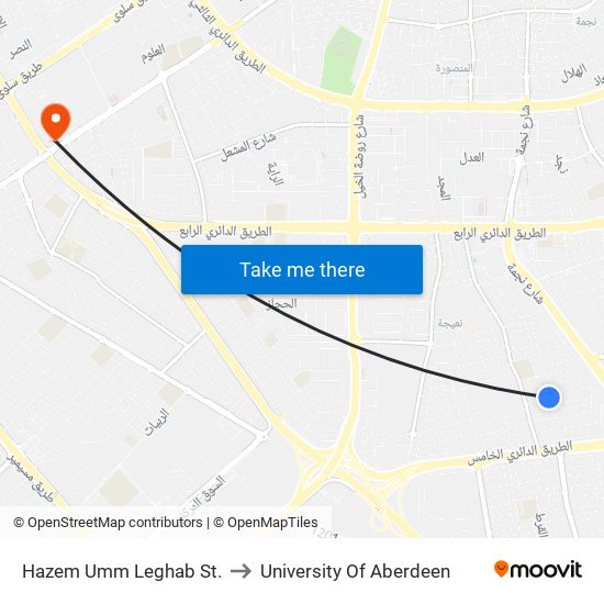 Hazem Umm Leghab St. to University Of Aberdeen map