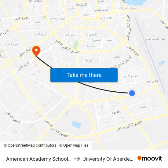 American Academy School 1 to University Of Aberdeen map