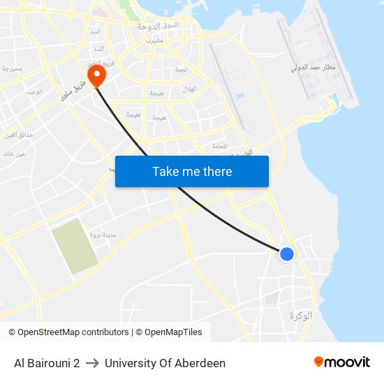 Al Bairouni 2 to University Of Aberdeen map
