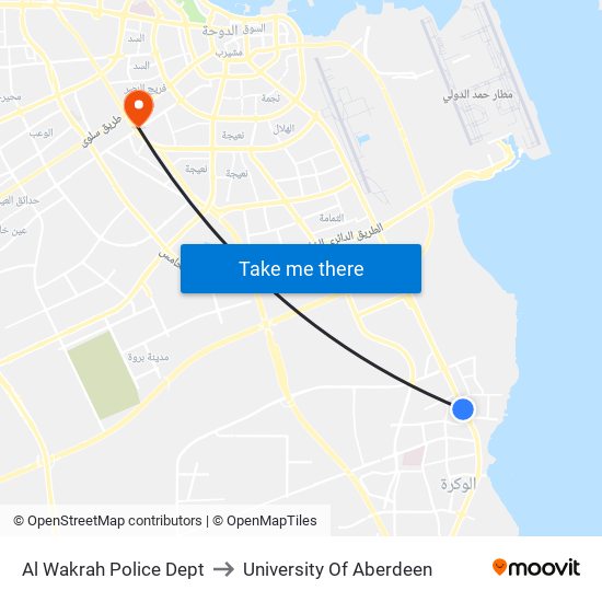 Al Wakrah Police Dept to University Of Aberdeen map