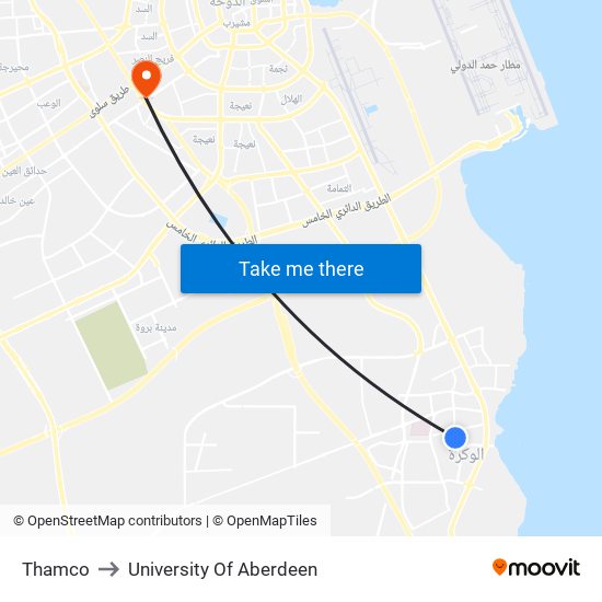 Thamco to University Of Aberdeen map