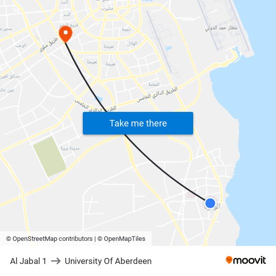 Al Jabal 1 to University Of Aberdeen map
