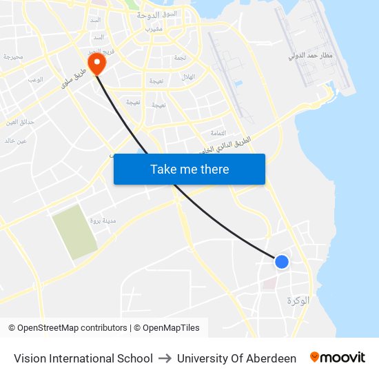 Vision International School to University Of Aberdeen map