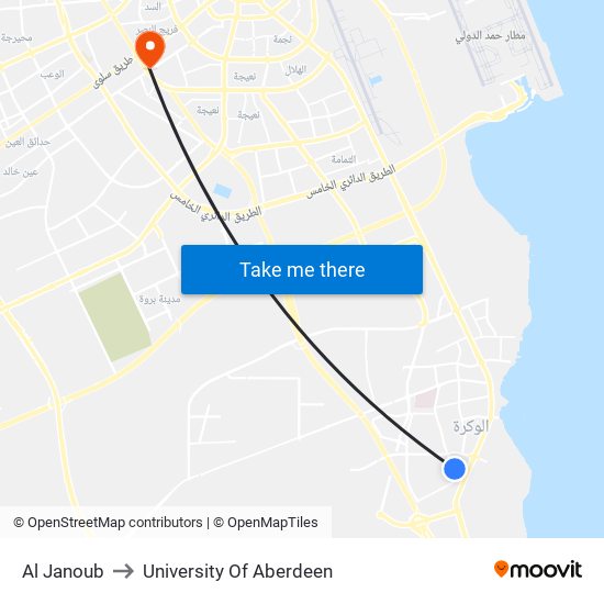 Al Janoub to University Of Aberdeen map