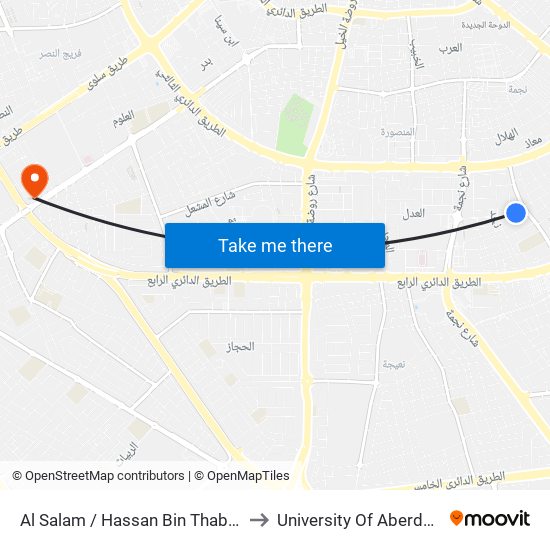 Al Salam / Hassan Bin Thabit 2 to University Of Aberdeen map