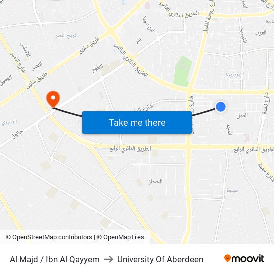 Al Majd / Ibn Al Qayyem to University Of Aberdeen map