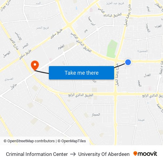 Criminal Information Center to University Of Aberdeen map