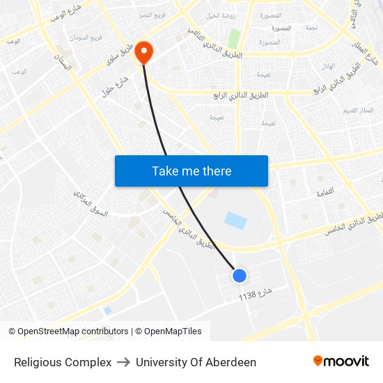 Religious Complex to University Of Aberdeen map