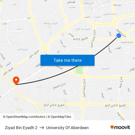 Ziyad Bin Eyadh 2 to University Of Aberdeen map
