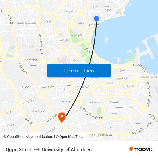 Qgpc Street to University Of Aberdeen map