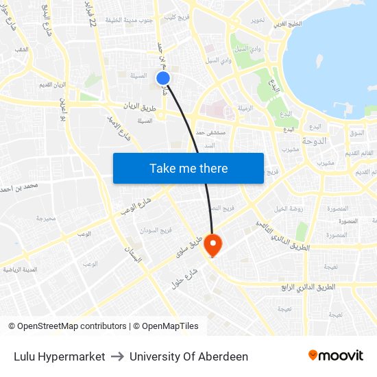 Lulu Hypermarket to University Of Aberdeen map