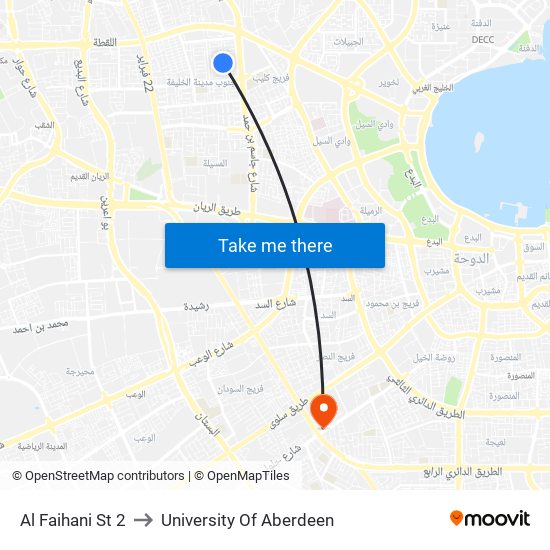 Al Faihani St 2 to University Of Aberdeen map