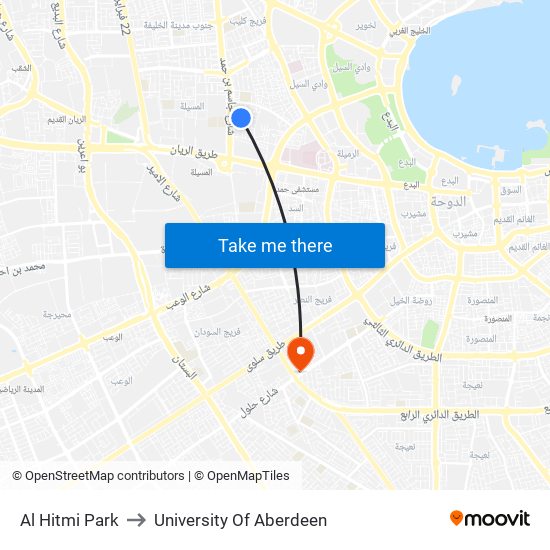 Al Hitmi Park to University Of Aberdeen map