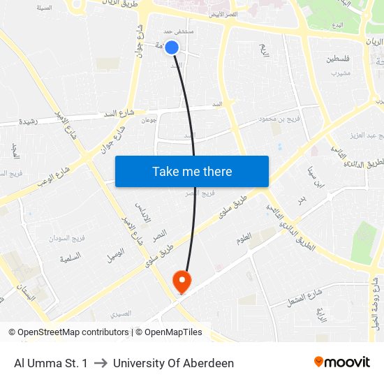 Al Umma St. 1 to University Of Aberdeen map