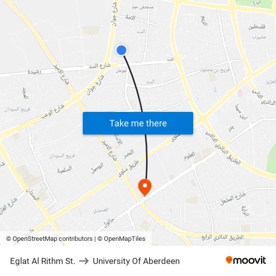 Eglat Al Rithm St. to University Of Aberdeen map