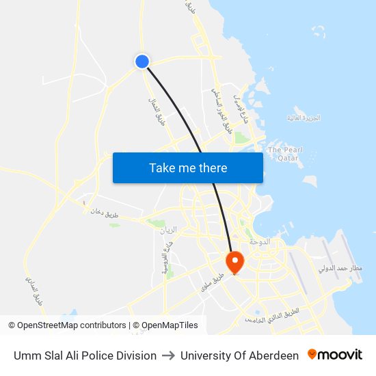 Umm Slal Ali Police Division to University Of Aberdeen map