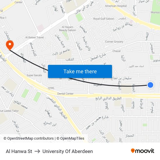 Al Hanwa St to University Of Aberdeen map