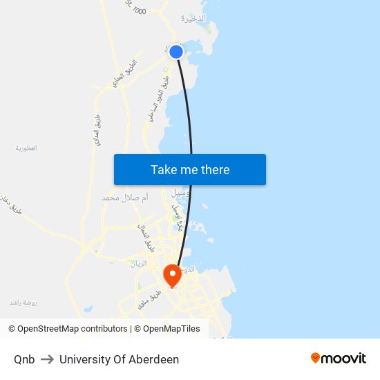 Qnb to University Of Aberdeen map