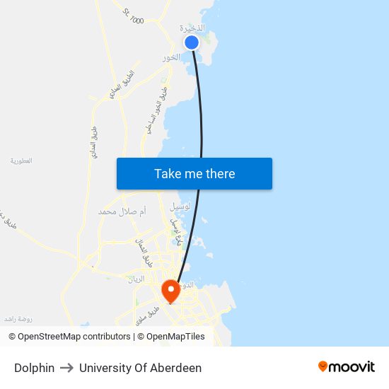 Dolphin to University Of Aberdeen map