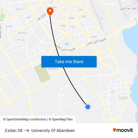 Ezdan 38 to University Of Aberdeen map