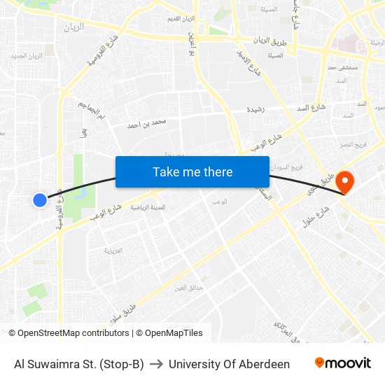 Al Suwaimra St. (Stop-B) to University Of Aberdeen map
