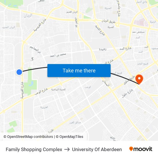 Family Shopping Complex to University Of Aberdeen map