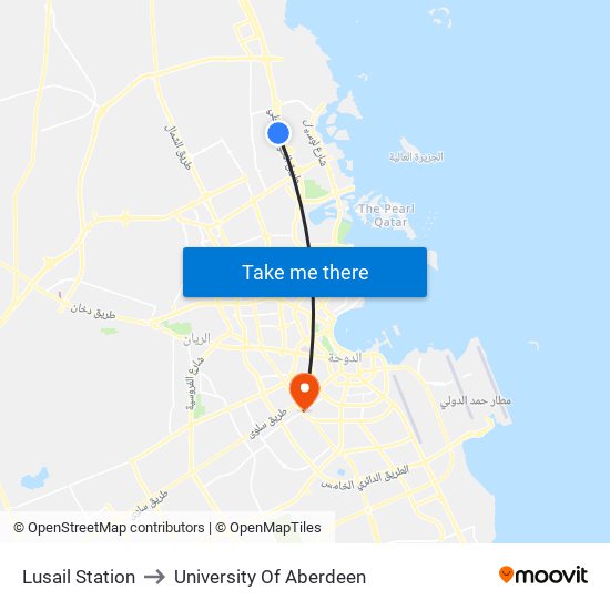 Lusail Station to University Of Aberdeen map