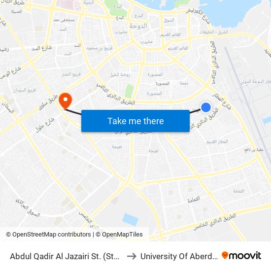 Abdul Qadir Al Jazairi St. (Stop-A) to University Of Aberdeen map