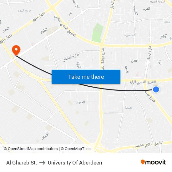 Al Ghareb St. to University Of Aberdeen map