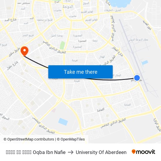 عقبة بن نافع Oqba Ibn Nafie to University Of Aberdeen map