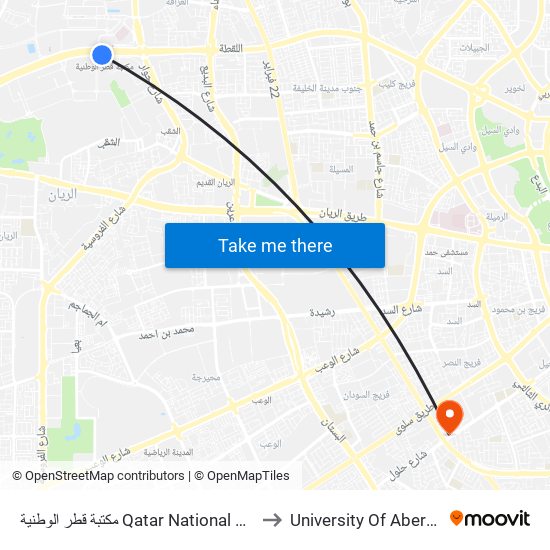 مكتبة قطر الوطنية Qatar National Library to University Of Aberdeen map