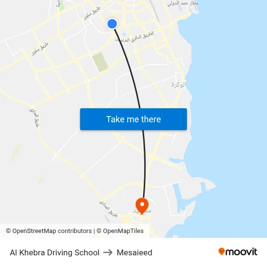 Al Khebra Driving School to Mesaieed map