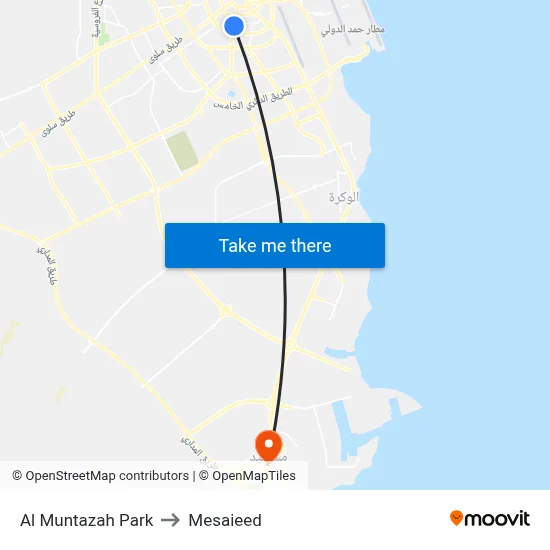 Al Muntazah Park to Mesaieed map