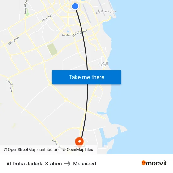Al Doha Jadeda Station to Mesaieed map