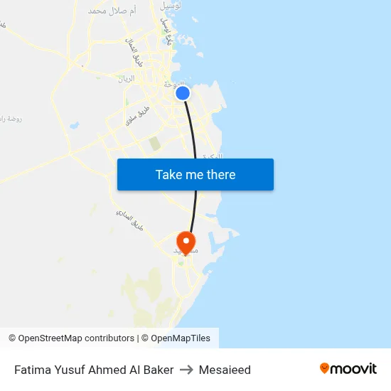 Fatima Yusuf Ahmed Al Baker to Mesaieed map